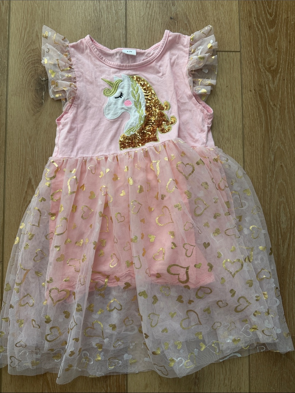 Pink Unicorn Tulle Dress for Kids - Sparkle Heart Costume
